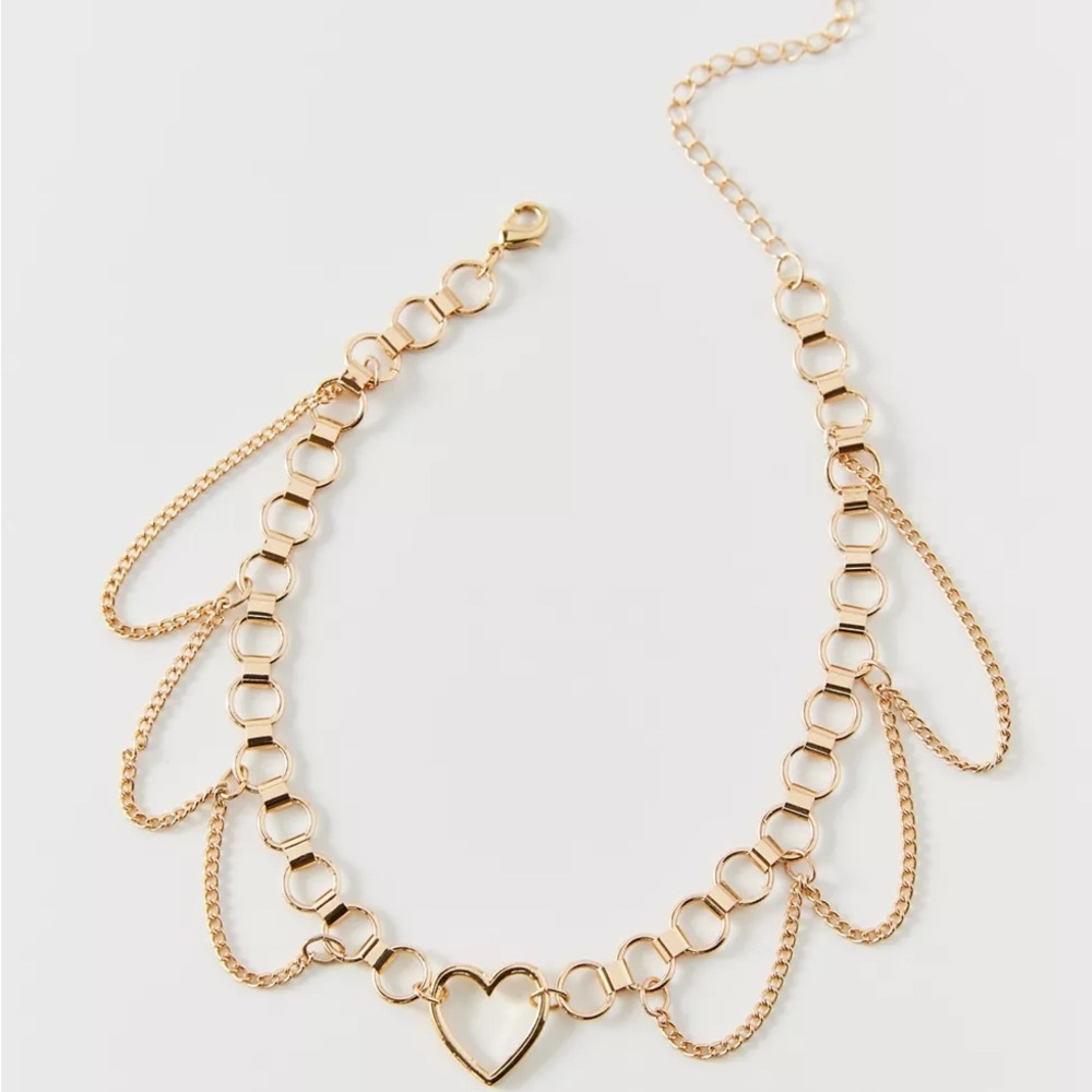 Urban Outfitters Gold Heart Chain Effie Icon Choker NEW